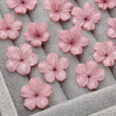 Цветы из полимерной глины, розовый, 15-17мм