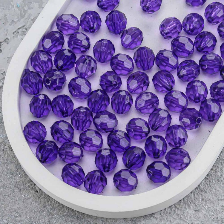 Акриловые бусины для сумок, 10 мм, цв. Фиолетовый, 500 гр