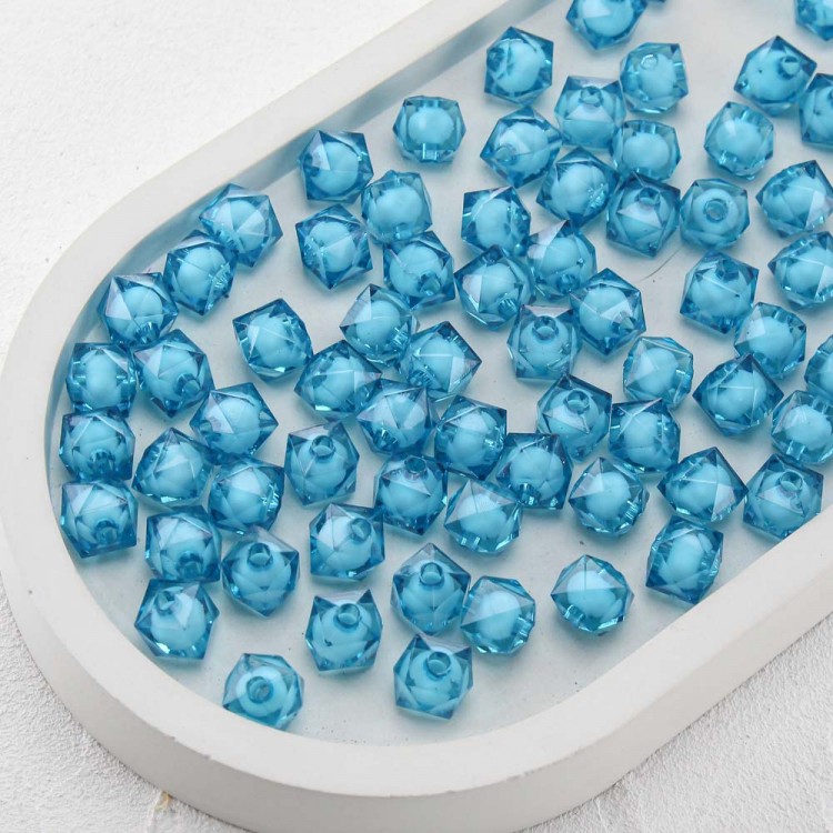 Акриловые бусины для сумок, куб, 10 мм, цв.Голубой, 500 гр