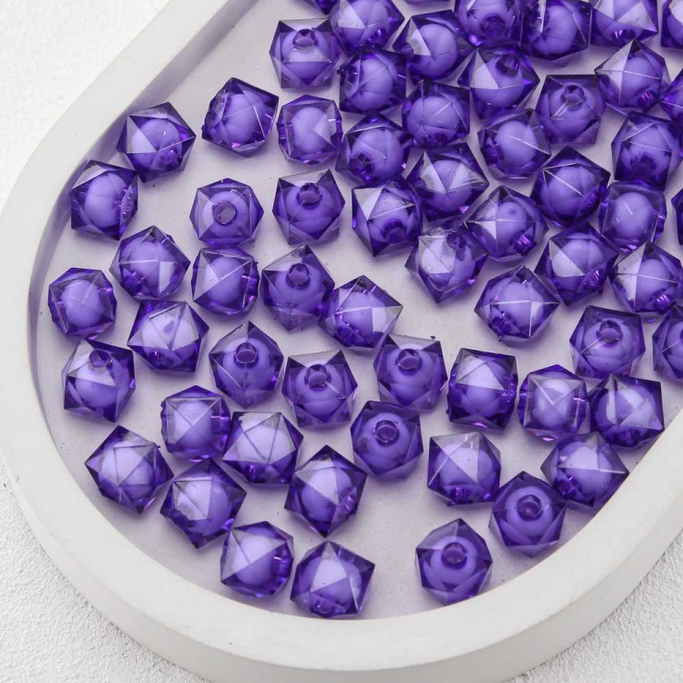 Акриловые бусины для сумок, куб, 10 мм, цв. Фиолетовый, 500 гр
