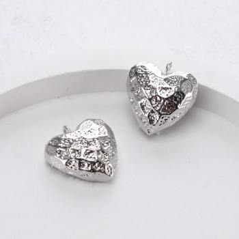 Подвеска "фактурное сердце", 15 мм, цв.Серебро
