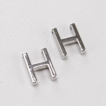 Подвеска буква "H",12 мм, цв.Серебро