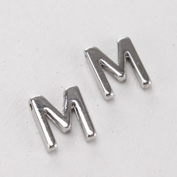 Подвеска буква "M",12 мм, цв.Серебро