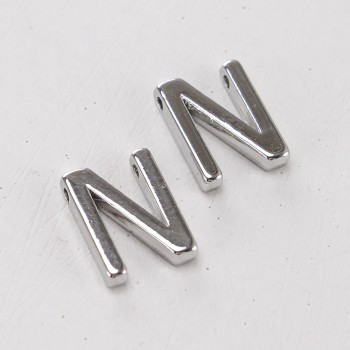 Подвеска буква "N",12 мм, цв.Серебро