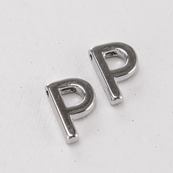 Подвеска буква "P",12 мм, цв.Серебро