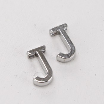 Подвеска буква "J",12 мм, цв.Серебро