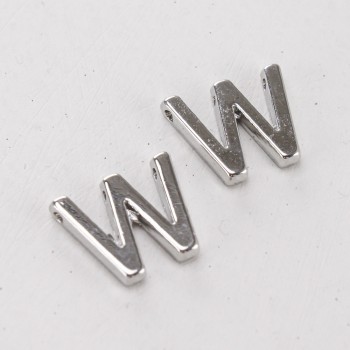 Подвеска буква "W",12 мм, цв.Серебро
