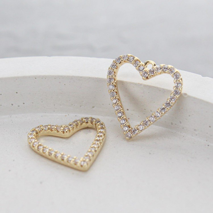 Подвеска сердце с фианитами, 13 мм, цв.Золото