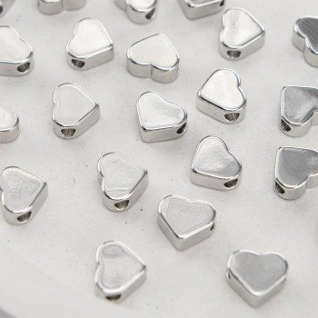 Разделительная бусина "плоское сердце", 6 мм, цв.Серебро,1 шт.