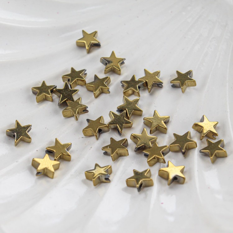 Гематит звезда,плоская, 5,5 мм,цв.Золото