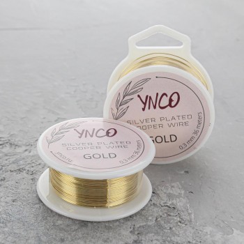 Ювелирная проволока YNCO, 0.3мм, цв.Золото,  1 катушка